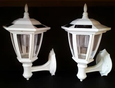 2-Pack Solar WHITE Hexagon Post Cap Light w/ 5 LEDs - Wall Mount / 4"/ 5" / 6"