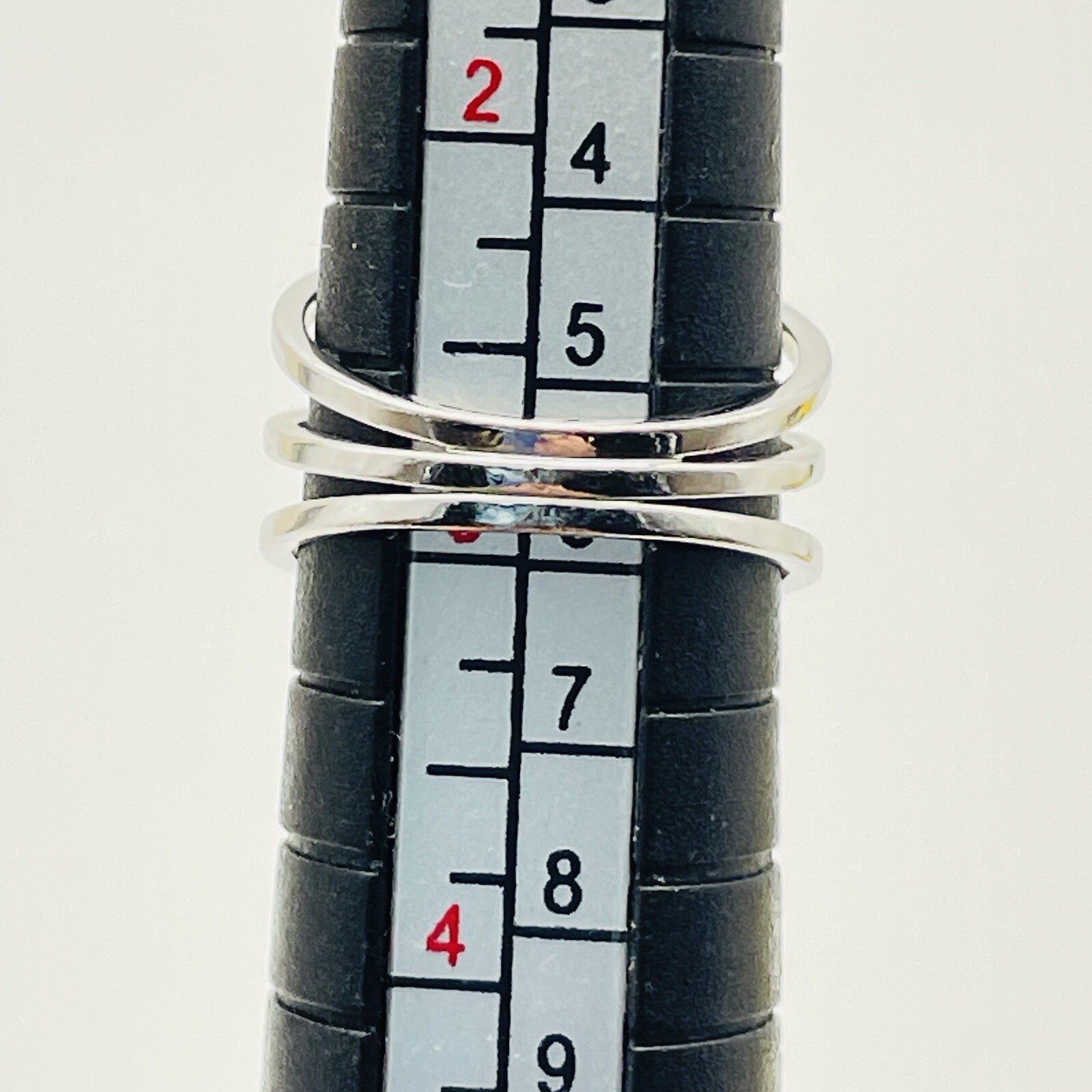 Geometric Silver Tone Ring with Triangle Square a… - image 4