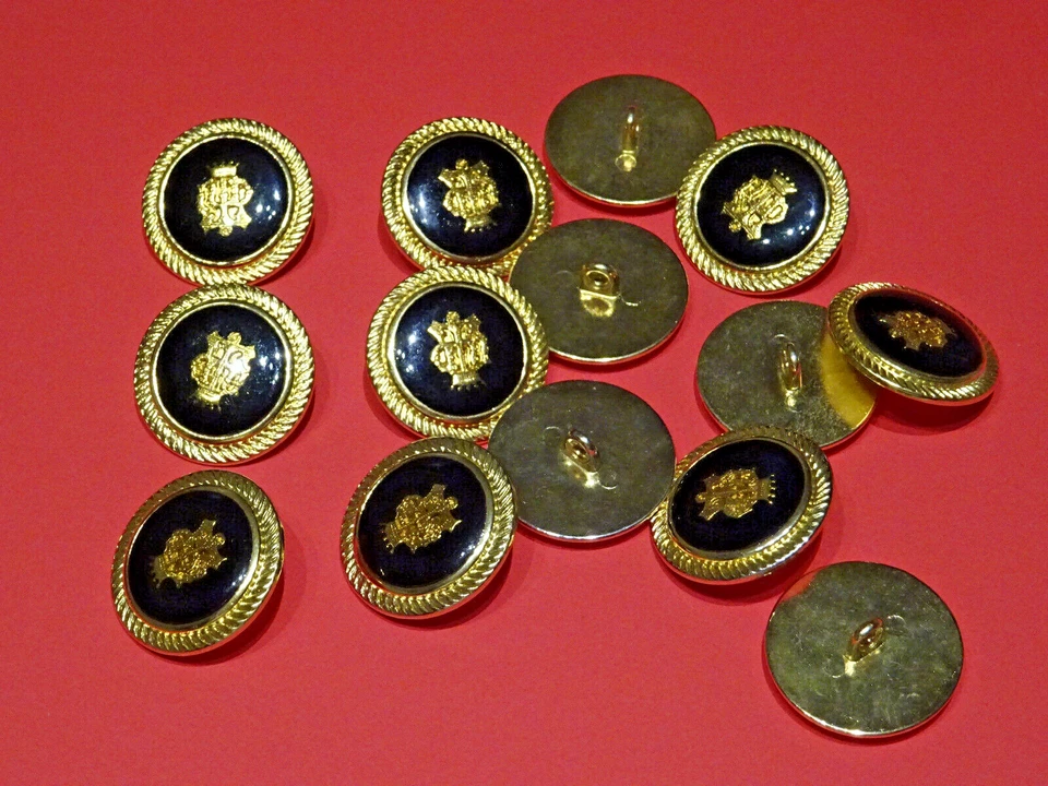 Designerknöpfe,Handarbeiten,Konvolut 15 Stück, mit goldenen Wappen,25 mm - Bild 2 von 2