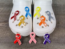 Cancer Awareness Month Color Ribbon Foam Clogs Shoe Charm - 1 Donated Per Charm