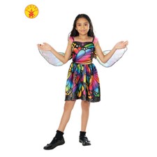 Girls Butterfly Costume Kids Fairy Fancy Dress Rainbow w Wings Book Week Child