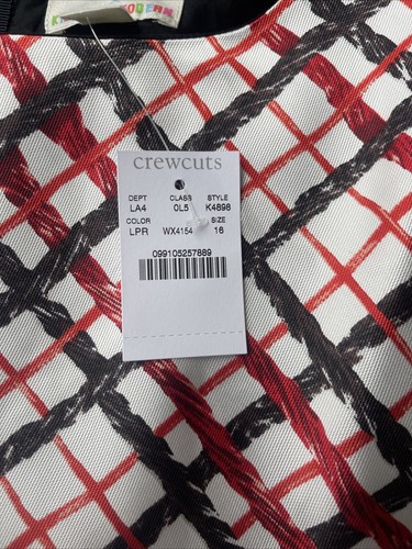 NEW JCrew Crewcuts Girl's X Kid Made Modern Licorice Print Dress Red/Blk Sz 16 - Picture 3 of 9