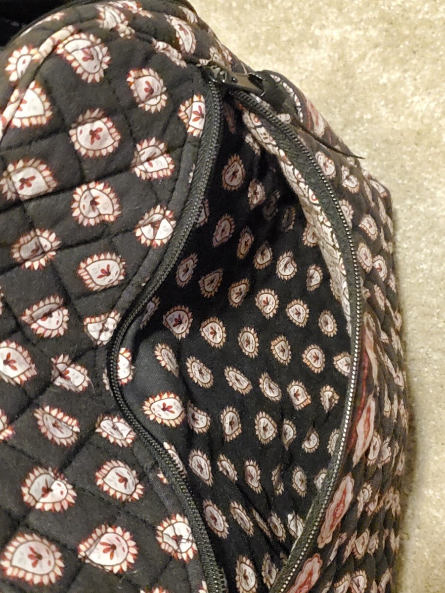Vera‎ Bradley Black Red Floral Design Size Medium Backpack Purse, Zipper Pockets Vera Bradley Black Red Floral Design Size Medium Backpack  main image 3