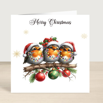 Cute Robin Christmas Card Pack of 3,5,10,Merry Christmas Robin Cards ...