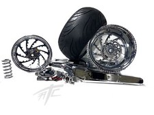HAYABUSA 300 CHROME FAT TIRE KIT CHROME PIRANHA WHEELS 22-24 SUZUKI HAYABUSA
