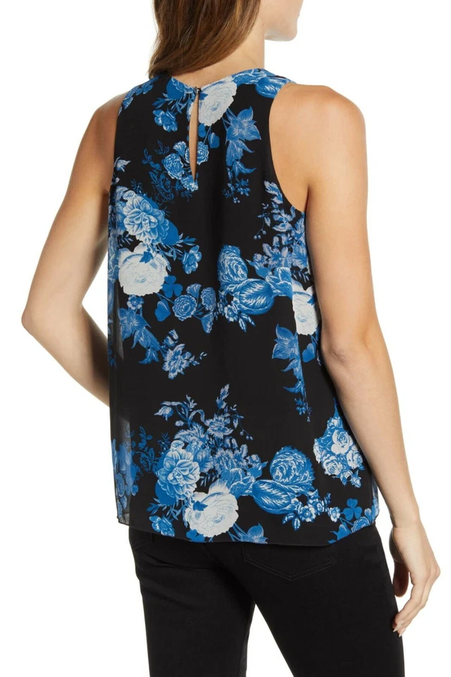 Blusa Vince Camuto Cabbage Rose Toile sin mangas de gasa talla pequeña PL Foto 2 de 4