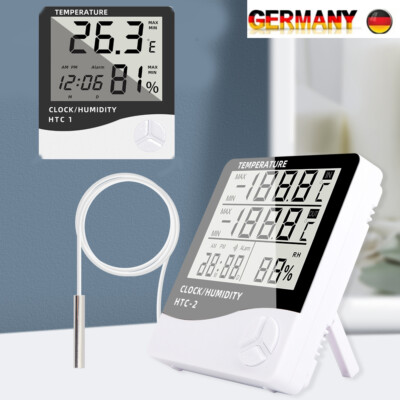 LCD Digital Innen&Außen Temperatur Thermometer Hygrometer Luftfeuchtigkeit Uhr