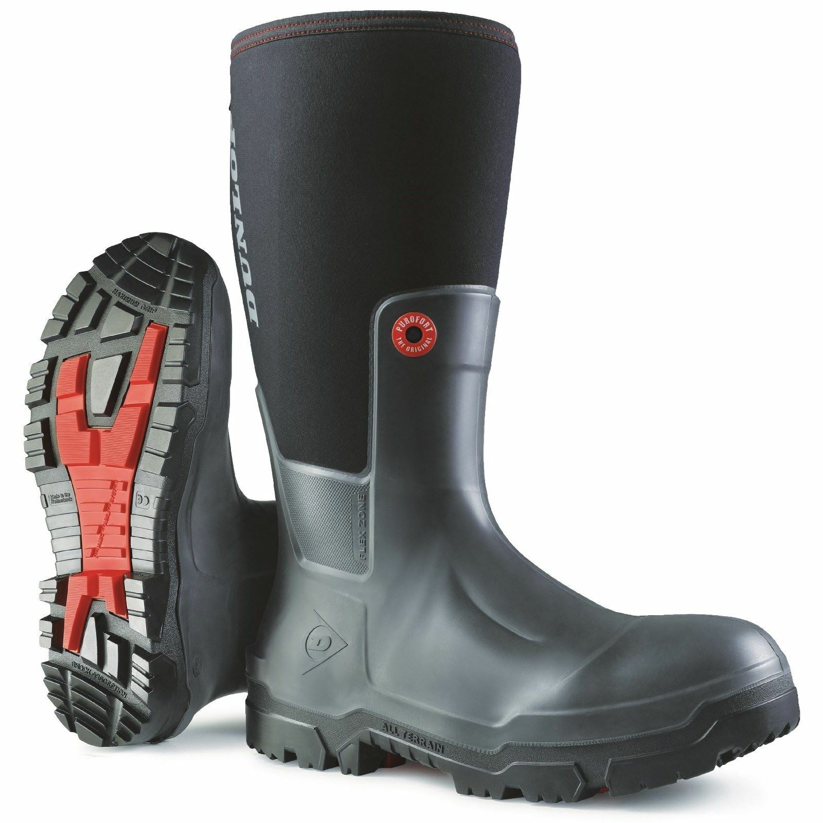 Dunlop Snugboot Pioneer Black Plain PU Wellingtons Purotex & Purofort image 3