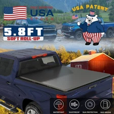 5.8FT 69.3inch Soft Roll Up Tonneau Cover For 2007-2025 Silverado Sierra 1500