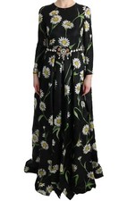 DOLCE & GABBANA Dress Silk Daisy Print Crystal Maxi Gown IT38 /US4/XS RRP $7400