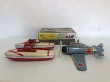 Y4141 TIN TOY Yonezawa Zero Type Seaplane Zero Fighter box Japan antique vintage
