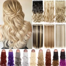 One Piece Real Thick Clip In Hair Extensions Full Head Natural As Human Blonde H