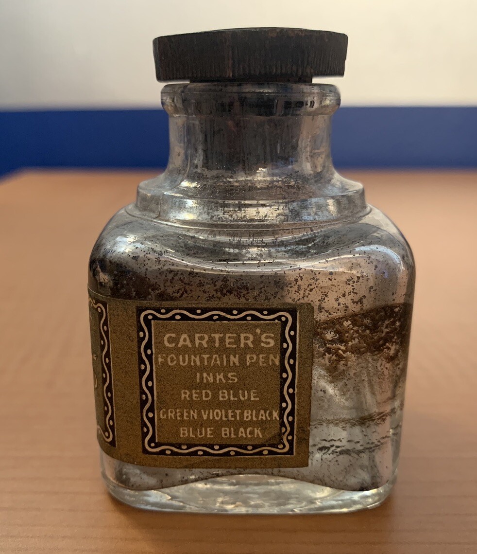 Vintage Carter’s Fountain Pen Ink Bottle With Carter Products Cork