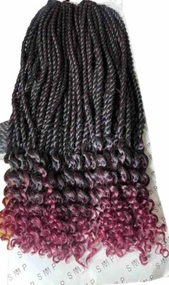 21'' Passion Twist Häkelverlängerung Glänzend Ochsenblut Spitzen Leicht 62 Stränge