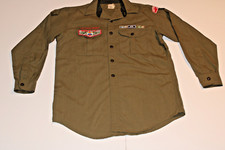 Boy Scouts of America BSA Men's Shirt Medium  No Size Brown Wool Long Sleeve