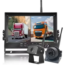 9" Wireless DVR Quad Monitor 2x RV Backup Camera Rear Side View for Trailer Bus