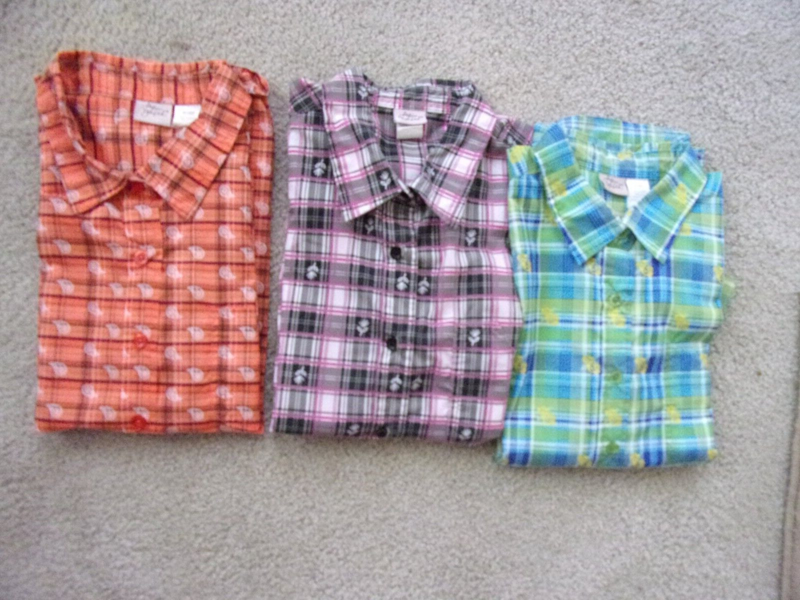 3 Adriace Dialfield Sz L  Cotton Blend Colorful S/S Casual Blouses You Get All