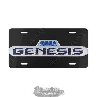 Sega Genesis Aluminum License Plate - Retro 16-Bit Gaming Car Decor - 12x6 Tag
