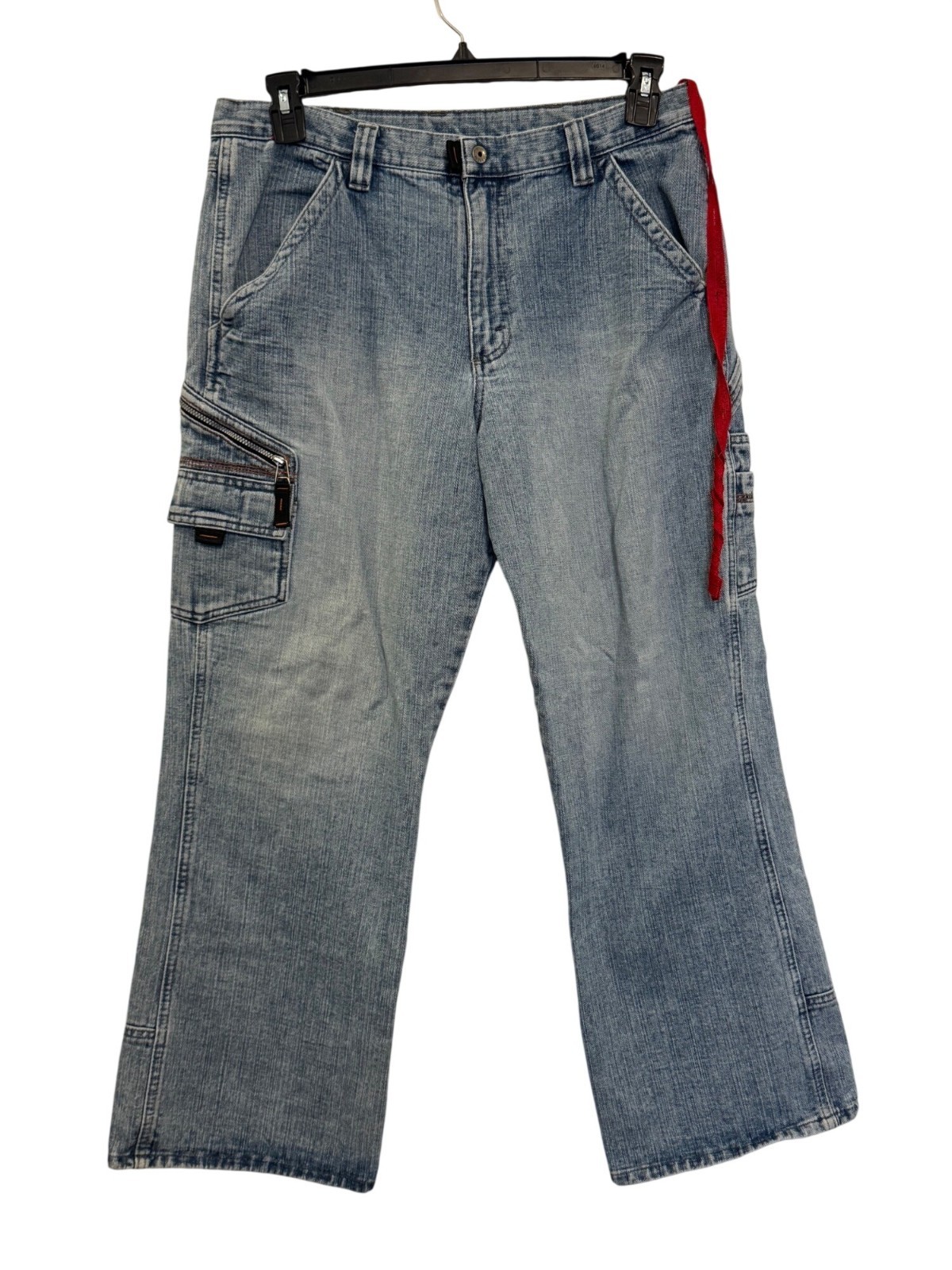 Co Boys Cargo Denim Jeans Size 18 Husky Relaxed Fit Light Wash