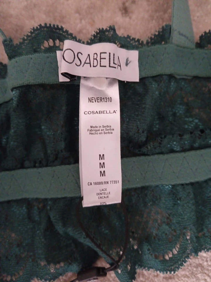 Sujetador suave Cosabella Never Say Never Curvy Sweetie bralette de encaje verde talla M Foto 4 de 4