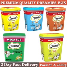 Image of Dreamies MegaTub Cat Treats 350g Various Packs Chicken/Cheese/Salmon/Tuna/Catnip