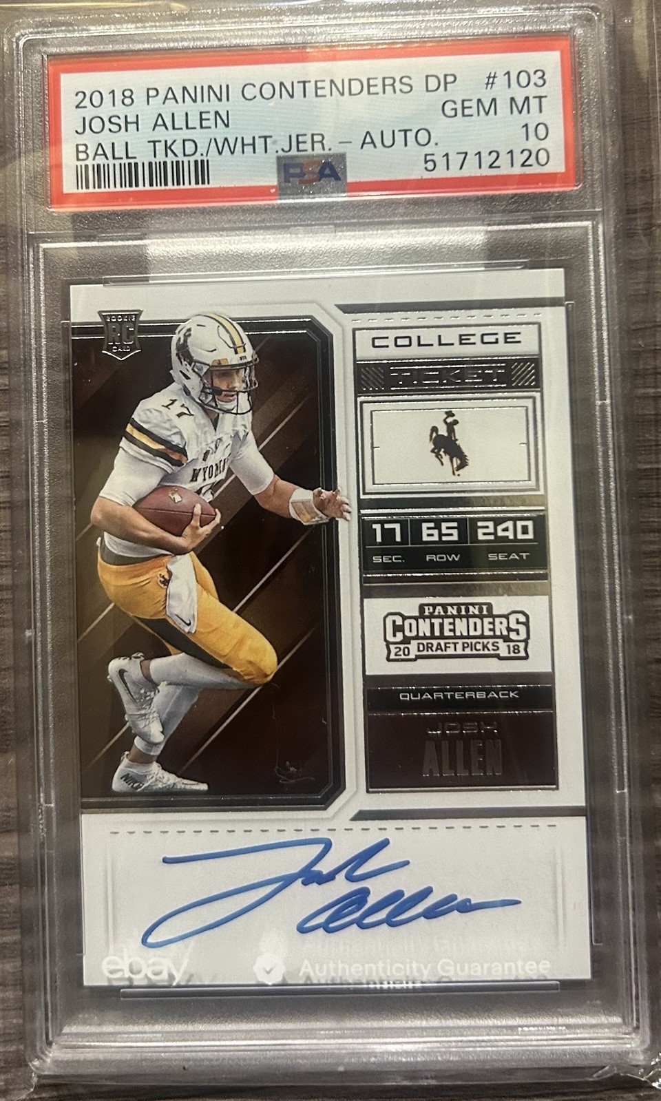 Josh Allen Panini Contenders Draft Picks #103 Variation B-Autograph-Championship Ticket 1/1