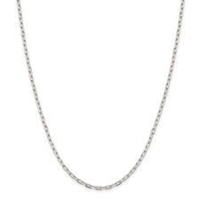 Sterling Silver 2.75mm Rectangle Open Link Chain w/ Lobster Clasp 16" - 30"