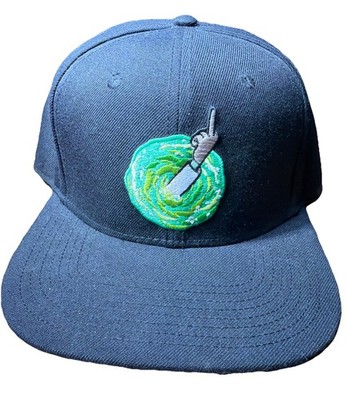 Adult Swim Rick And Morty Snapback Hat Black Middle Finger TV Show Promo