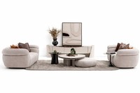 Wohnzimmer Set Sofa 4+3 Sitzer Designer Couchtisch Tv Lowboard Beige Modern