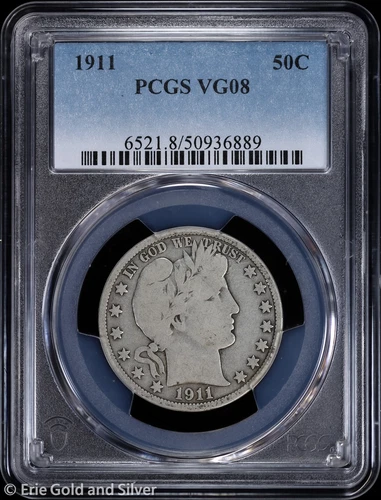 1911 50C Barber Half Dollar PCGS VG 08