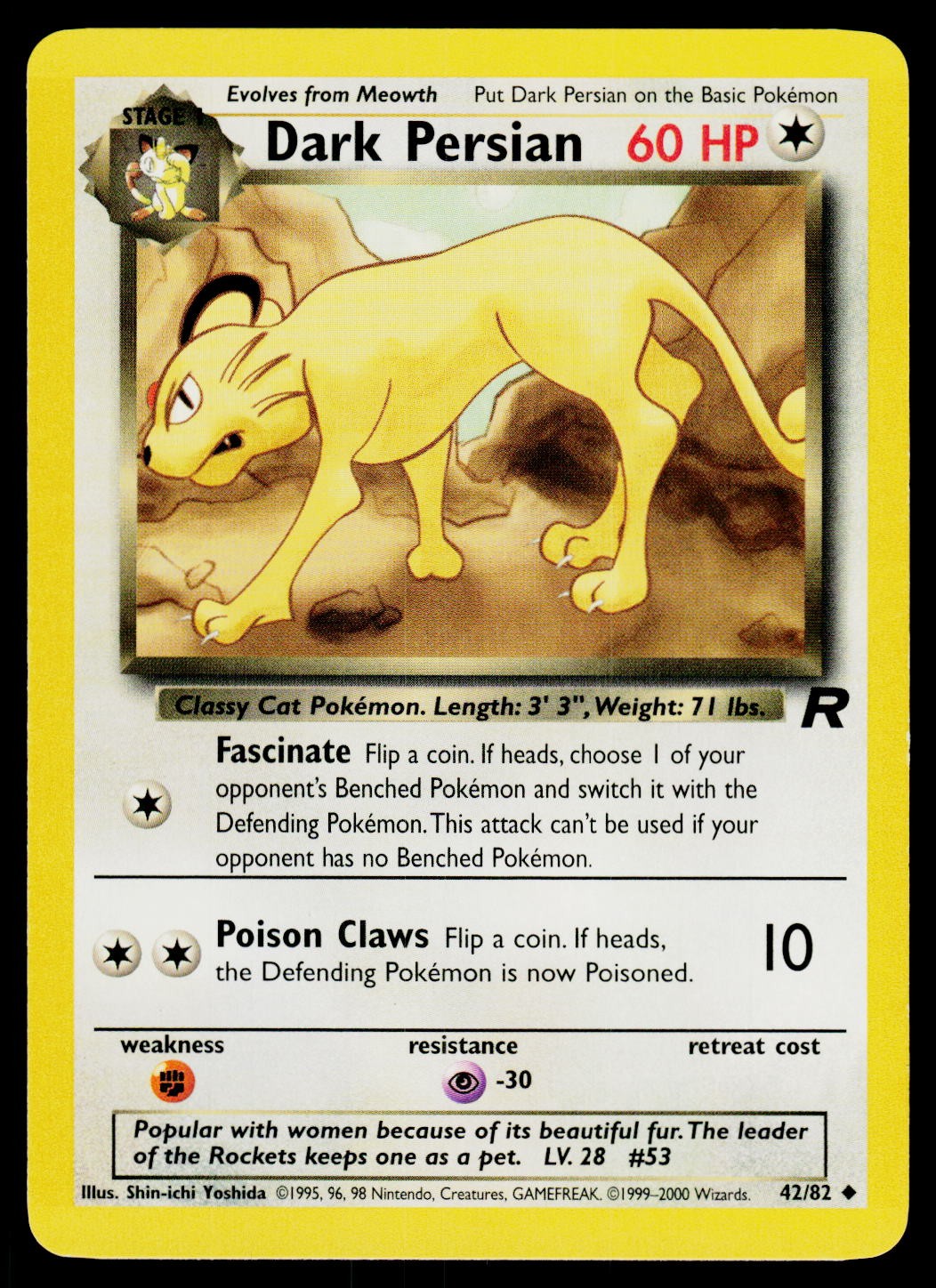 Dark Persian 42/82 Unlimited ( MP ) UNCOMMON | Team Rocket | Pokemon