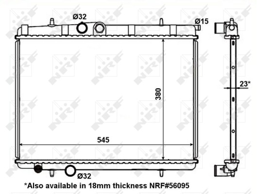 NRF 56096 Radiator, engine cooling for PEUGEOT