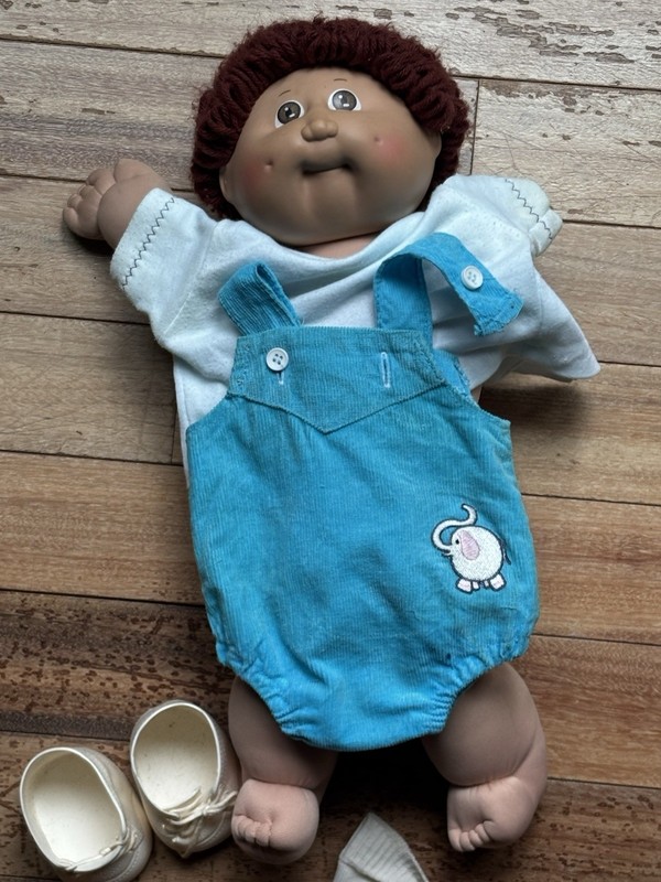 Vintage Cabbage Patch Kids Doll Blue Outfit Boy 1985 With Shoes