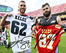 TRAVIS & JASON KELCE SIGNED REPRINT EXCHANGE JERSEYS AFTER GAME AUT 8