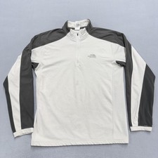 The North Face Pullover Mens Medium White Gray TKA 100 Fleece Quarter Zip