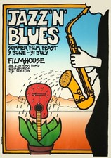Film poster "Jazz'n'Blues".  Filmhouse,  Edinburgh. Hand-made screenprint. 1982