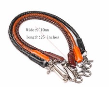 24" Men Handmade Quality Leather Braided Motocycle Trucker Jeans Wallet Chain