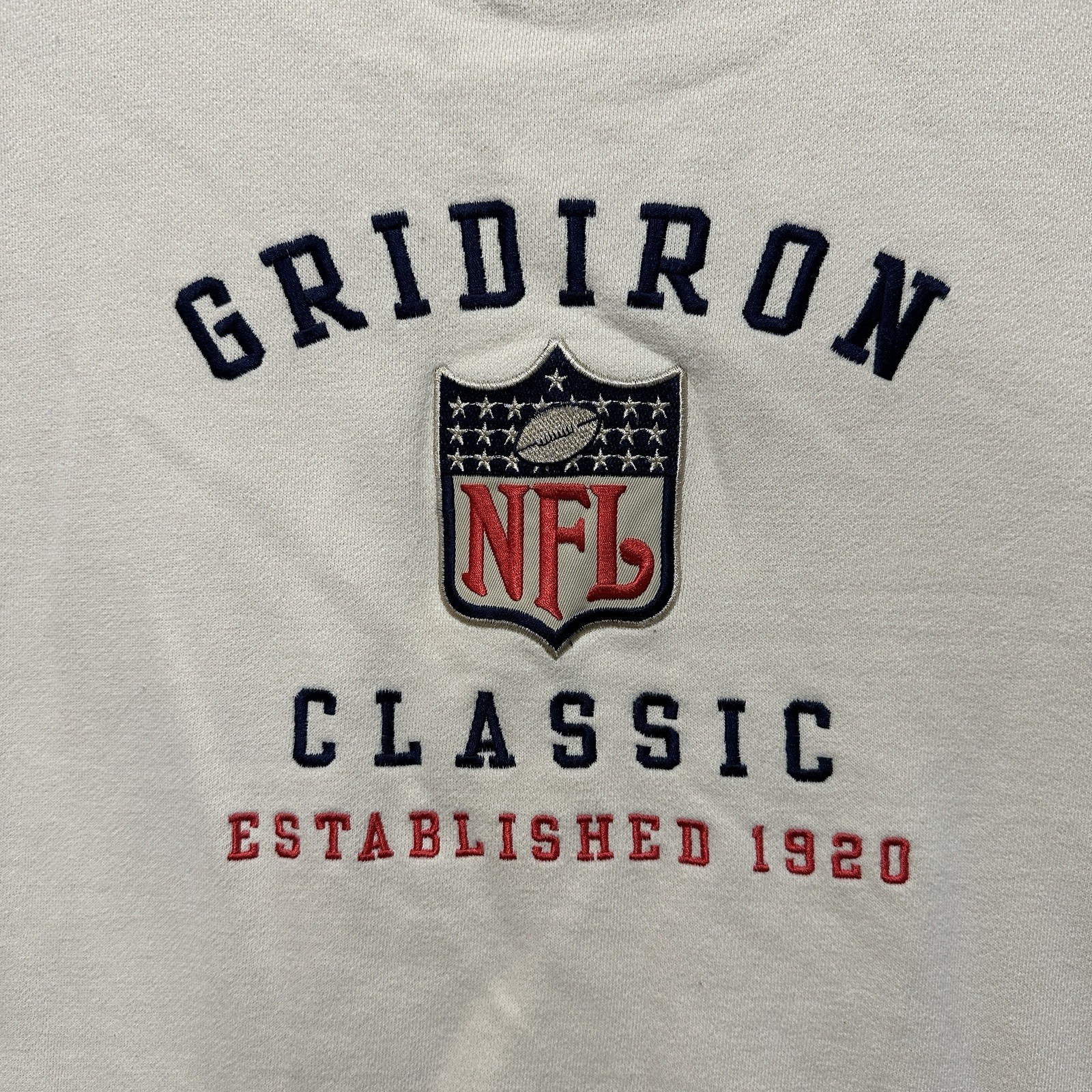 Reebok NFL Gridiron Classic Crewneck Ivory Fleece Pullover Men’s Size XL thumbnail 7