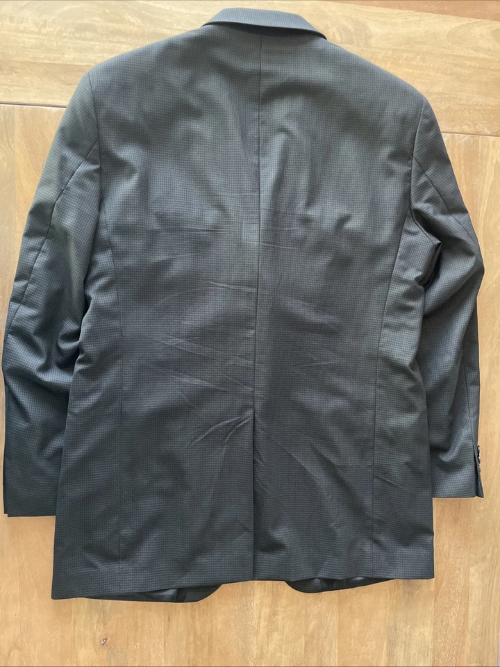 Paul Fredrick Black/Gray Grid Check Sport Coat Jacket Mens 42L Blazer 100% Wool - Image 2 of 4