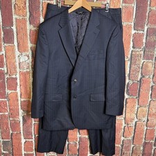 Jos A Bank Signature Suit Pinstripe 43R /38W Blue Mens