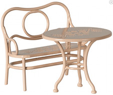 NEW Maileg Mouse Pale Pink Cafe Set Mouse Mice Miniature Dollhouse Table Bench