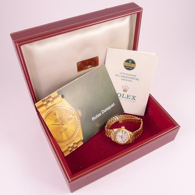 ROLEX Lady Datejust President Bark-Finish 18ct Gelbgold  Ref. 6927 1981 Full Set