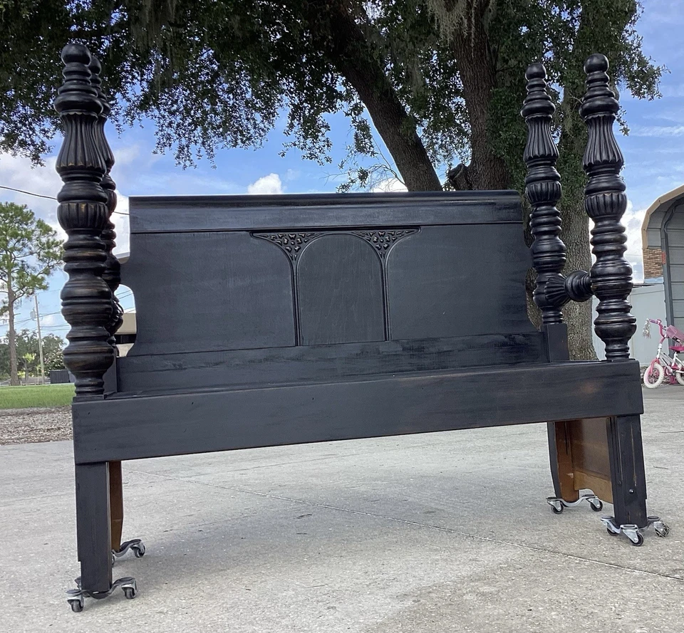 Banco de madeira maciça grande eixo de quatro postes - Imagem 4 de 4