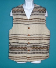 Vtg 80s Ciro Citterio Vest Brown Tan Textured Woven Wool Blend Sz S/M Italy