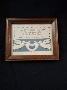 Vintage 1988 Designs With Scissors 5x4 Framed Blessing Angels W Trumpets 