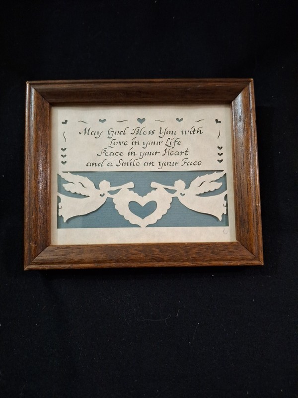 Vintage 1988 Designs With Scissors 5x4 Framed Blessing Angels W Trumpets 