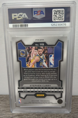 2023-24 Prizm King Snake #119 Stephen Curry Logoman - Grail! - PSA