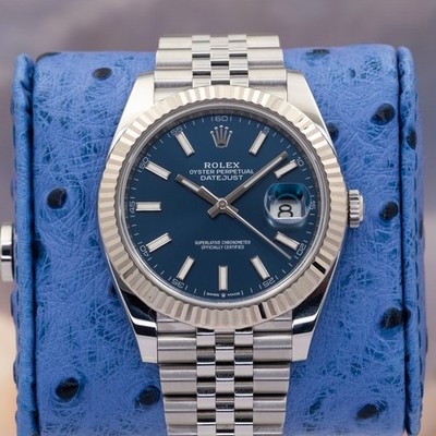 2023 Rolex Datejust Blue Stick Dial 126334 41mm Jubilee MINT Steel Full Set