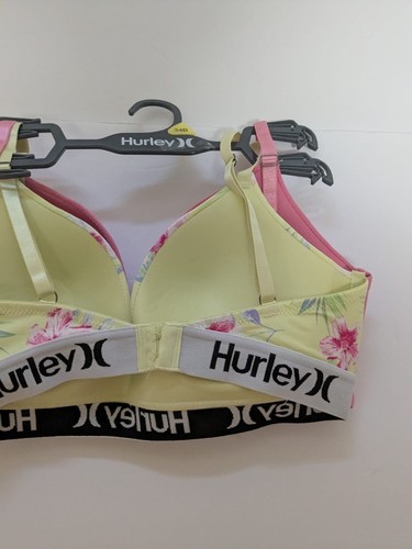 Hurley Women’s Bra 2-Pack Size 34B – Floral Yellow & Solid Pink – Padded Wireles - Picture 11 of 16