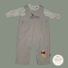 Vintage Disney Winnie the Pooh Overall Beige Fleece Set 2 Pieces 18 M Y2k 90s